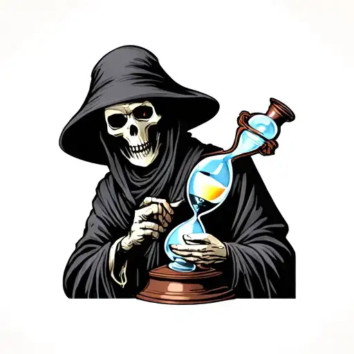Grim Reaper holding hourglass tattoo design idea