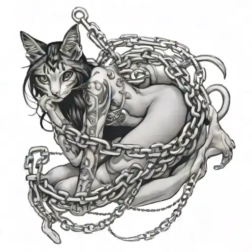 nude girl with pussy wrapped in chains with Alice tattooed on her tattoo design idea
