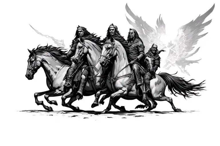 4 horsemen of apocalypse, scottish saltire tattoo design idea