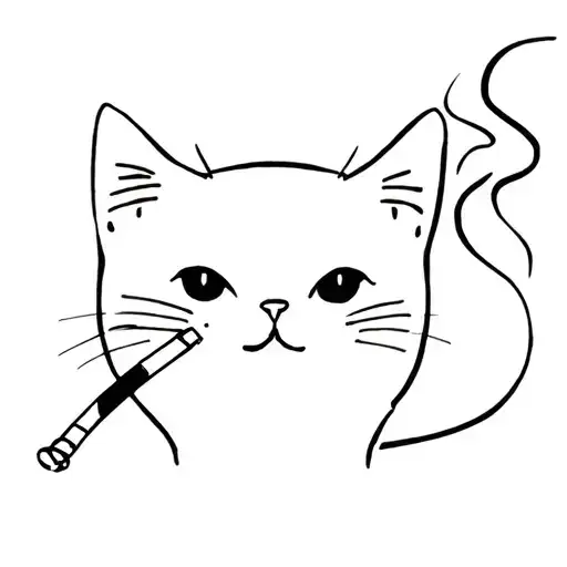 cat smoking cigarette tattoo Matchbox - by @tattoowool. . . . . #cat #rebelwithoutacause #blackwork Cute Cat Smoking A Cigarette