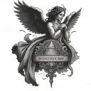 May your neighbors respect you, trouble neglect you, angels protect you and heaven accept you tattoo design idea