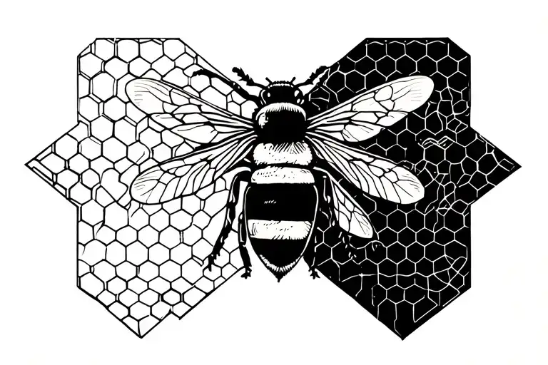honeycombs and bees tattoo design idea