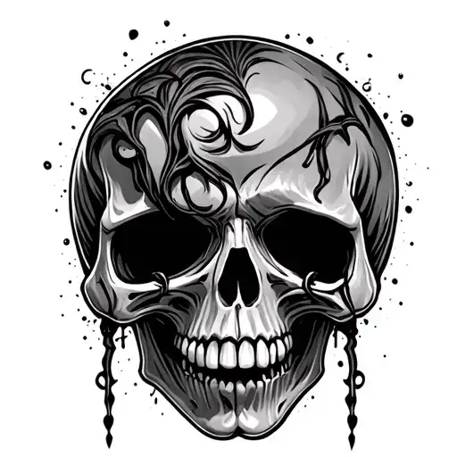crying skull tattoo design idea