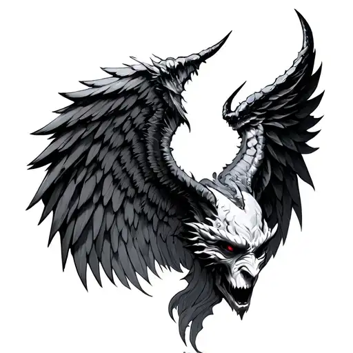 wings of devil tattoo design idea