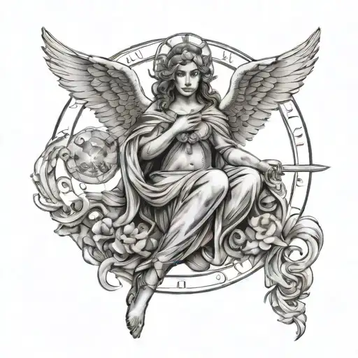 3 angel with astrological sign tattoos tattoo design idea