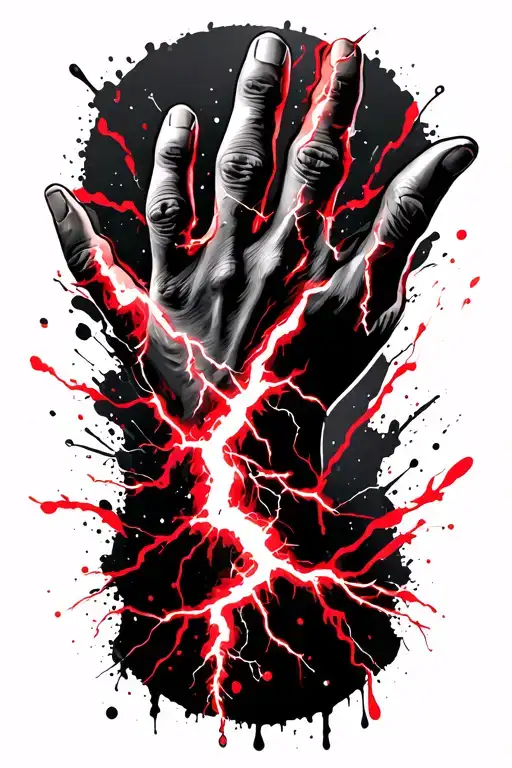 thunder lightning on forearm, going down the whole hand towards the fingers tattoo design idea