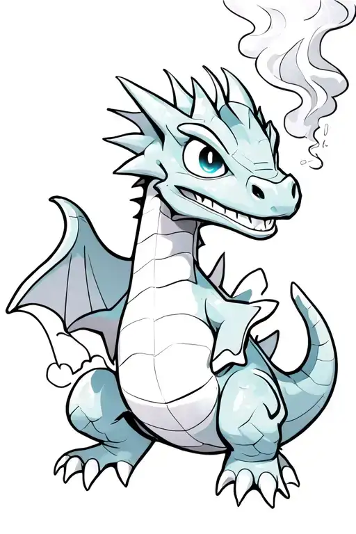 Puff the magic dragon with glowing eyes and smoke cascading around the body and through its nose tattoo design idea