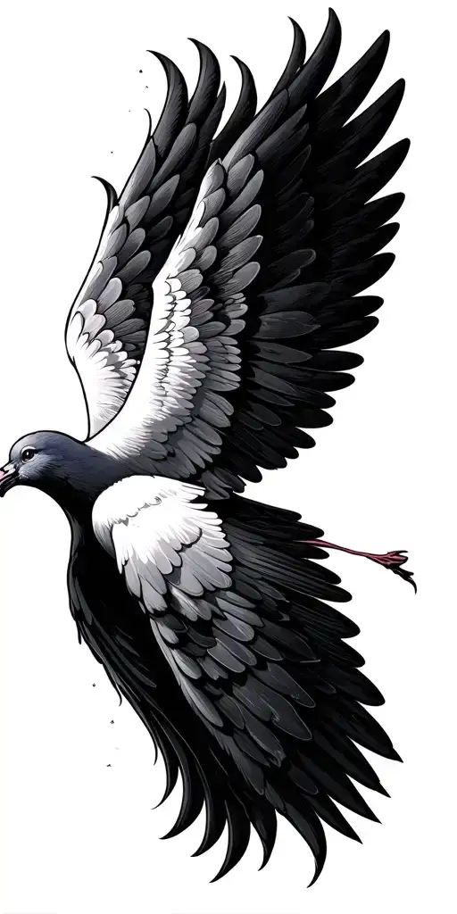 clouds baby angelwings dove flying tattoo design idea