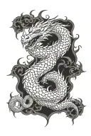 dragon wrapped long tattoo design idea