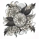 An abstract design combining floral patterns and dance movements tattoo design idea