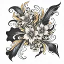 An abstract design combining floral patterns and dance movements tattoo design idea