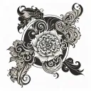 An abstract design combining floral patterns and dance movements tattoo design idea