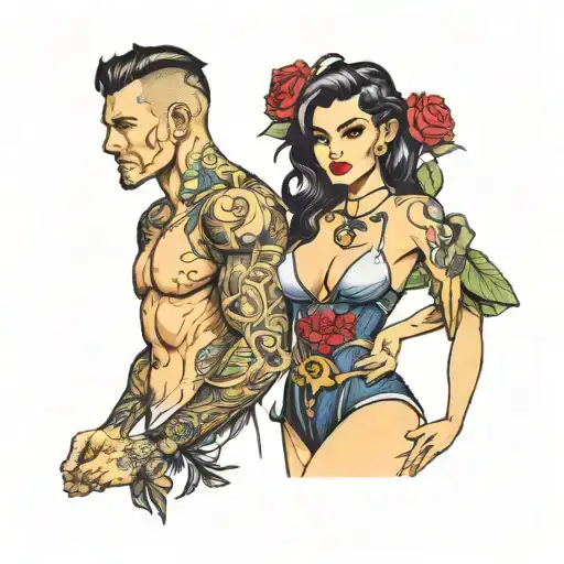 sexy couples matching tattoo tattoo design idea