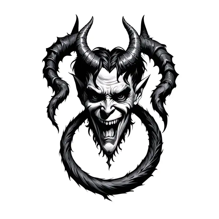 devil horns and tail playful tattoo tattoo design idea