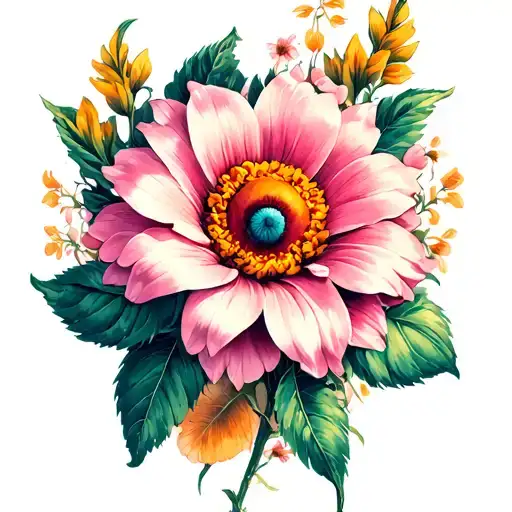 skul flower cute rockabilly tattoo design idea