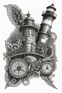 lighthouse welding mechanical tattoo design idea