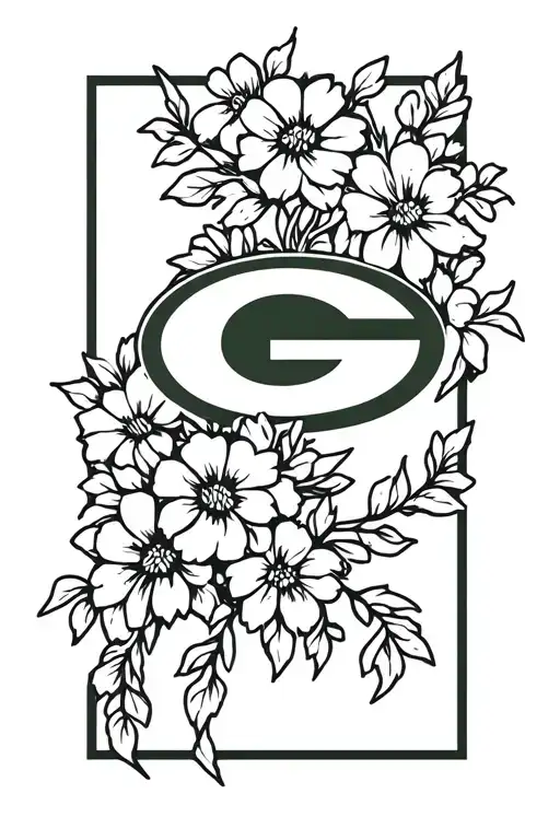 packers logo with flowers and vines growing tattoo design idea