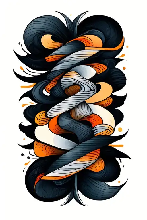 squiggly lines blackout sleeve with sharp shapes tattoo design idea