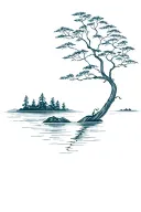 Bodhi tree river tattoo design idea