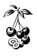 cherries, blueberries, gooseberry, figs, kiwis tattoo design idea