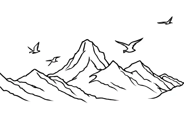scotland mountains flying birds tattoo design idea