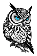 owl blue eyes tattoo design idea