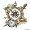 compass world travel map tattoo design idea