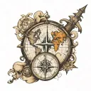 compass world travel map tattoo design idea