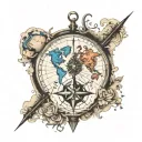 compass world travel map tattoo design idea