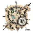 compass world travel map tattoo design idea