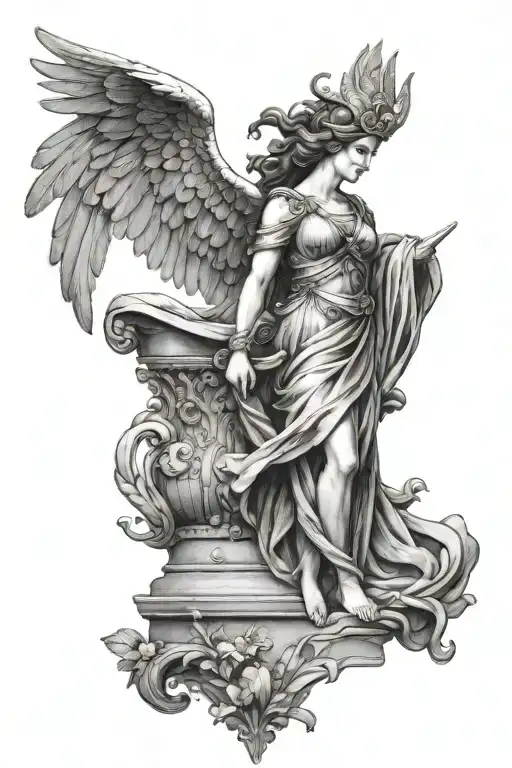 Athena overlooking Olympus Gods tattoo design idea