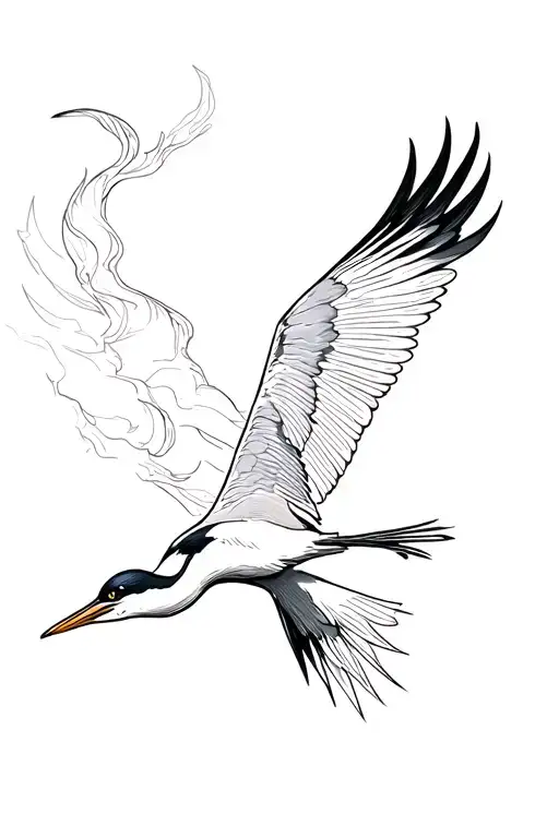 heron flying tattoo design idea