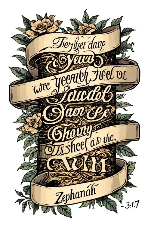 Bible Verse Zephaniah 3:17 tattoo design idea