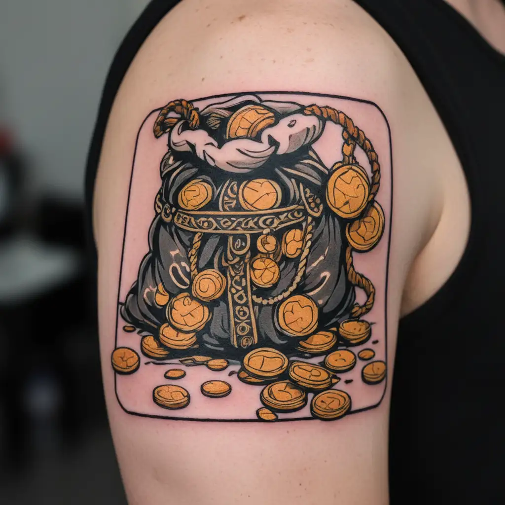 ISLAMIC Sack of Golden Coins tattoo design idea
