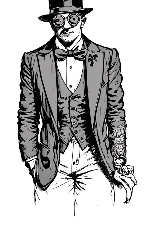 Gangster Monopoly Man wearing a monocle tattoo design idea