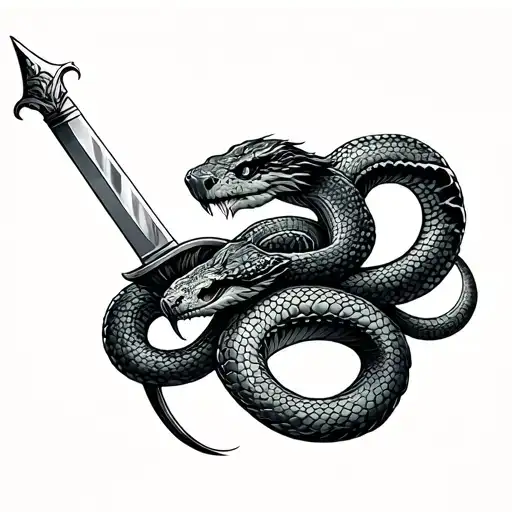 snake and sword tattoo design idea