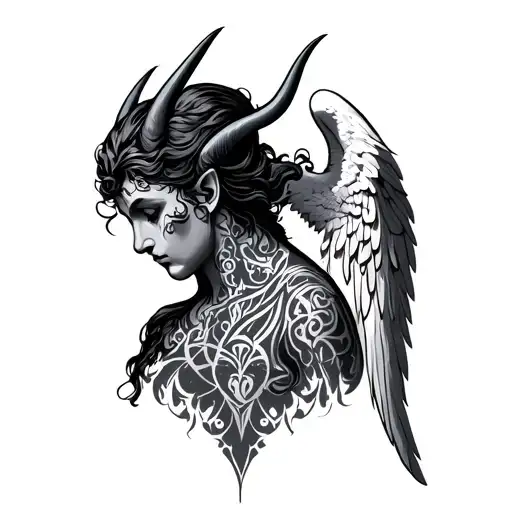 Devil And Angel Neck tattoo design idea
