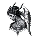 Devil And Angel Neck tattoo design idea