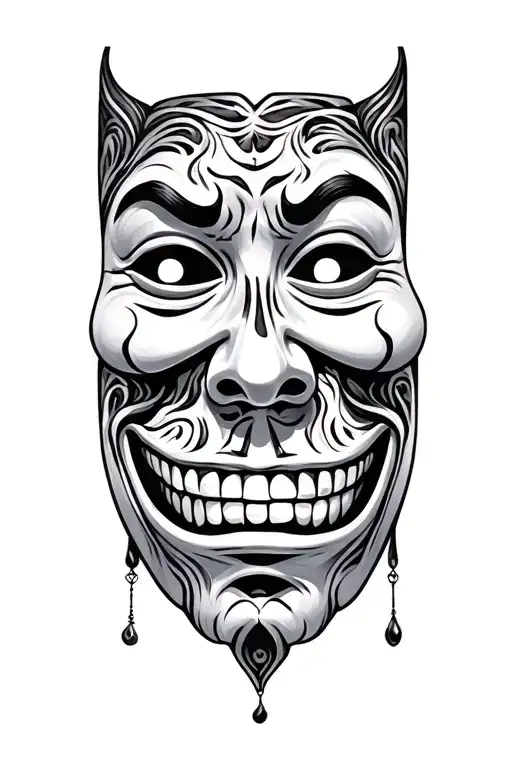 sad and happy mask tattoo design idea