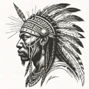 African Warrior With Native American. tattoo design idea