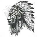 African Warrior With Native American. tattoo design idea