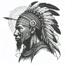 African Warrior With Native American. tattoo design idea