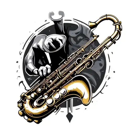 saxophone hold tattoo design idea