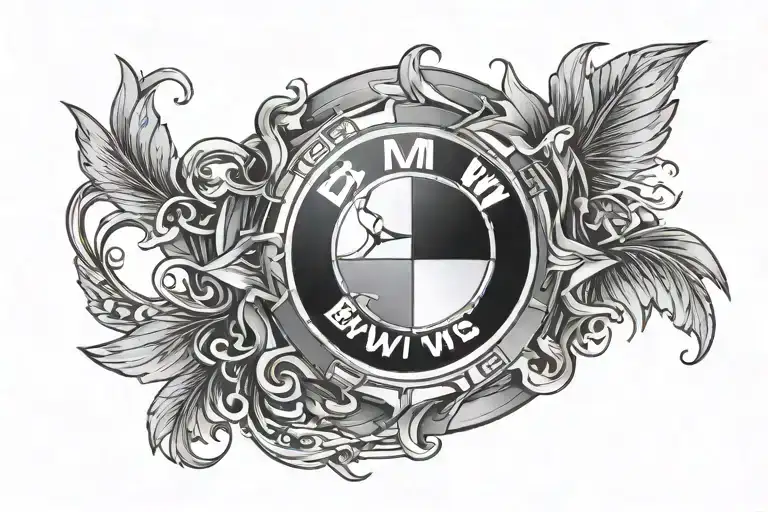 bmw logo surrounded tattoo design idea