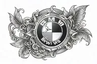 bmw logo surrounded tattoo design idea