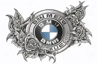bmw logo surrounded tattoo design idea
