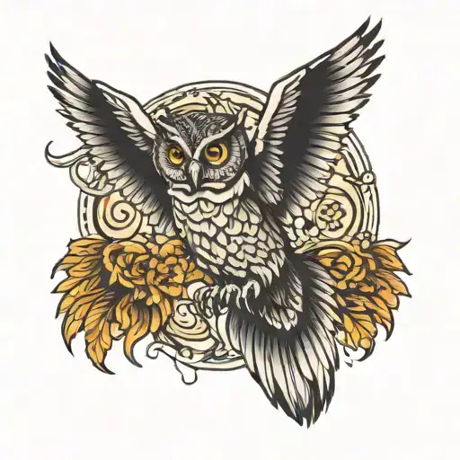Owl spread wings tattoo design idea
