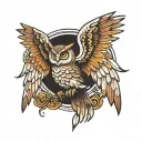 Owl spread wings tattoo design idea