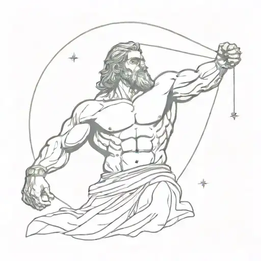 a design of a powerful greek titan atlas holding up the universe tattoo design idea