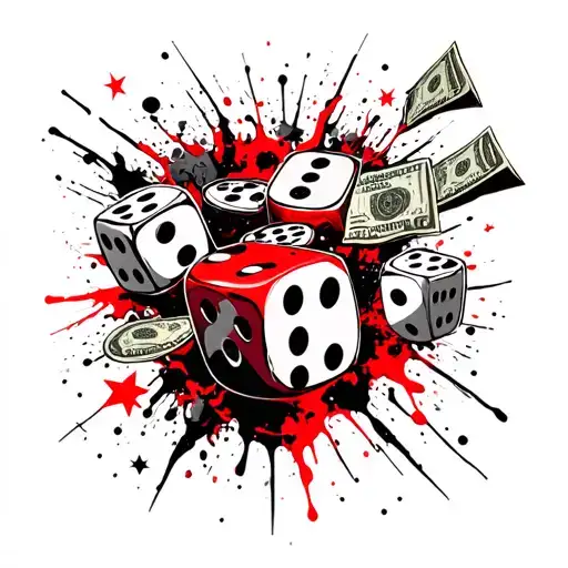 bet on me with money and dice ufo and stars forming tattoo design idea